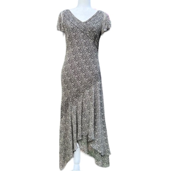 Adrianna Papell Flowy Flutter Sleeve Silk Maxi Dress Size 8 - Picture 1 of 10